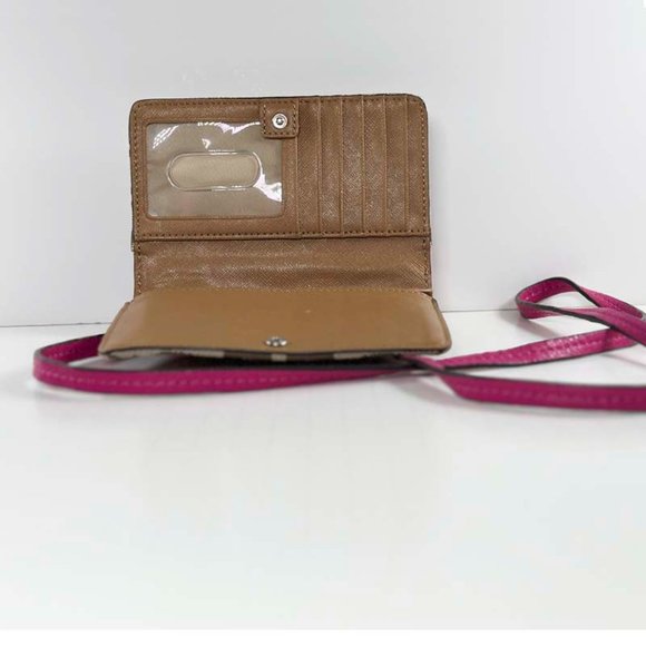 Coach Crossbody Hot Pink Tan Wallet 6x4.5 - Picture 5 of 7
